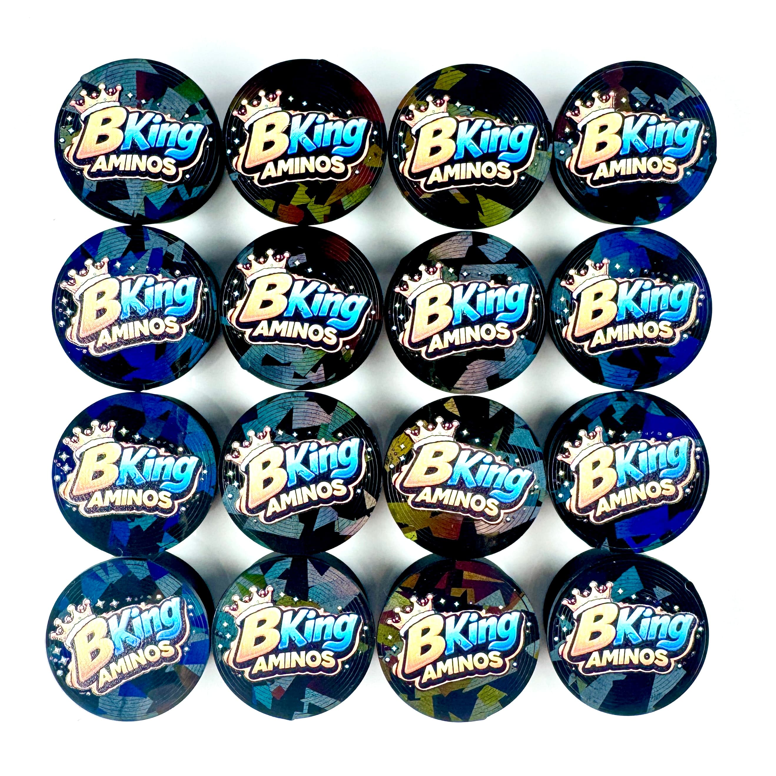 Navy camo B King Aminos logo caps
