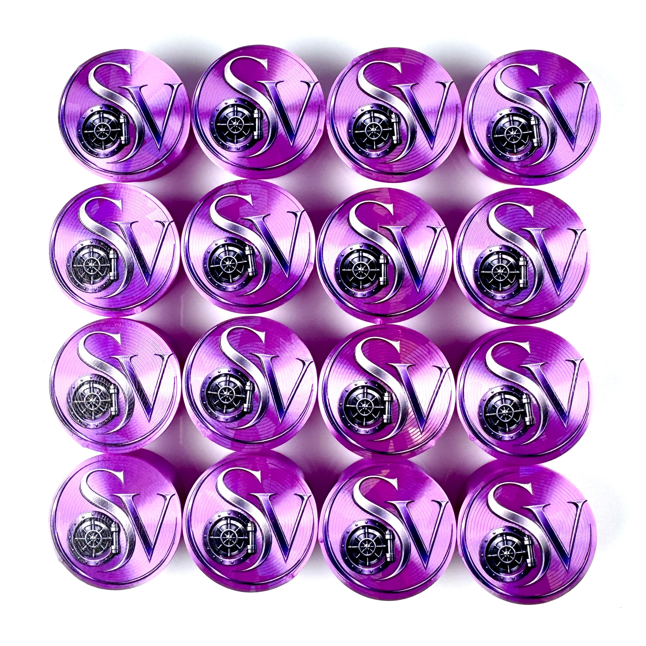 Purple SV logo caps